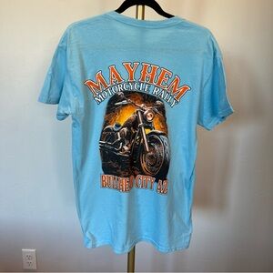 Mayhem Motorcycle Rally Bullhead City, AZ Men’s Blue T-Shirt, Size Medium